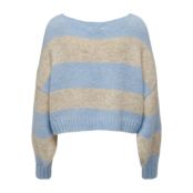 Пуловер короткий в полоску  XL синий