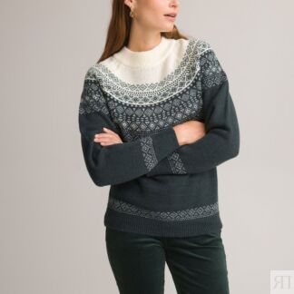 Пуловер жаккардовый воротник-стойка из объемного трикотажа  34/36 (FR) - 40