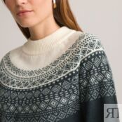 Пуловер жаккардовый воротник-стойка из объемного трикотажа  34/36 (FR) - 40