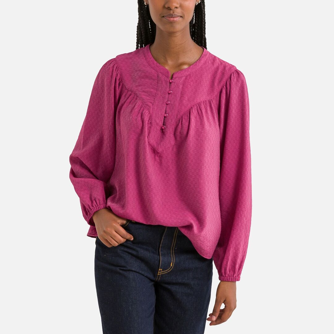 Блузка из бархатистого жаккарда  0(XS) розовый