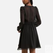 Платье из вуали длинные рукава  44 черный