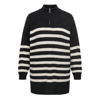 Пуловер в полоску длинный  54 (FR) - 60 (RUS) черный