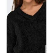 Пуловер с V-образным вырезом из трикотажа с начесом  M черный