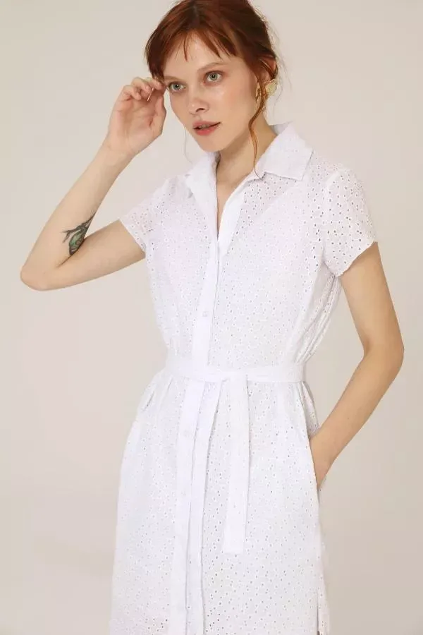 Летнее платье-рубашка белое YouStore