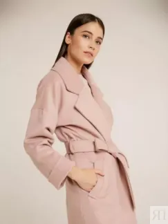 Свободное пальто с английским воротником розовое YouStore