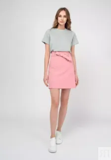 Мини-юбка с декоративным поясом розовая YouStore