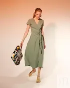 Платье с коротким рукавом зеленое YouStore