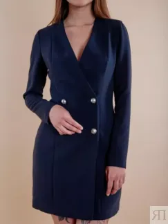 Двубортное платье-пиджак синее YouStore