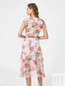 Платье с цветочным принтом на запах розовое YouStore