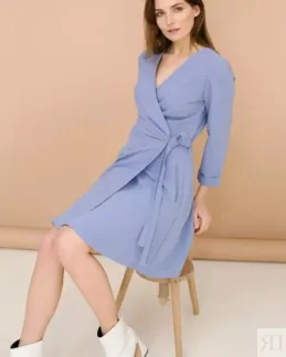 Платье из вискозы на запах YouStore голубое