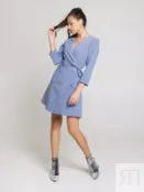 Платье из вискозы на запах голубое YouStore