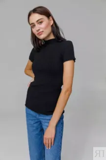 Облегающая футболка из фактурного трикотажа черная YouStore