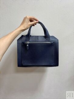 Женская сумка тоут из натуральной кожи синяя A018 sapphire mini grain