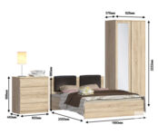 Веста комплект для спальни (шкаф 2-х дв + кровать + комод) Дуб Сонома