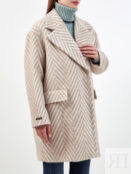 Двубортное пальто из шерсти и альпаки с шевронным узором PESERICO