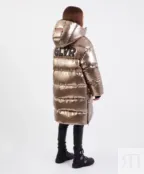 Пальто зимнее с капюшоном золотистого цвета Gulliver (146)