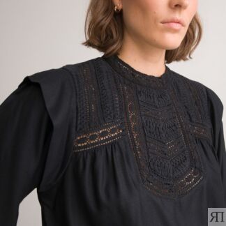 Блузка с круглым вырезом длинные рукава  34 (FR) - 40 (RUS) черный