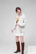 Мини-юбка с декоративным поясом серая YouStore