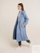Свободное пальто с английским воротником голубое YouStore