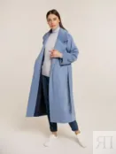 Свободное пальто с английским воротником голубое YouStore