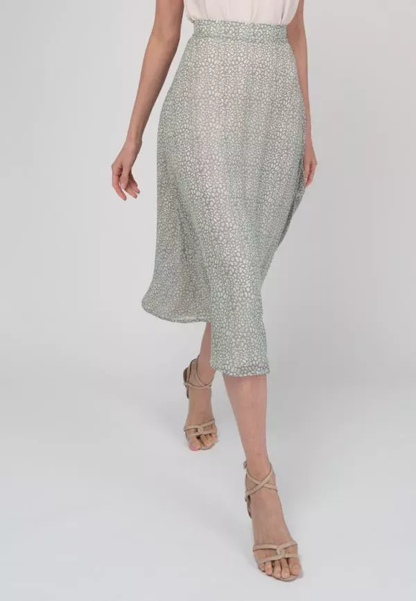 Двуслойная юбка с нежным рисунком зеленая YouStore