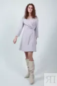 Асимметричное платье с поясом серое YouStore