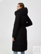 Зимняя куртка удлиненная с объемным воротом-капюшоном черная YouStore