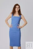 Платье миди c геометрическим вырезом голубое YouStore
