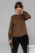 Блузка из хлопка шоколадного цвета YouStore