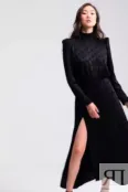 Длинное шелковое платье с разрезом черное YouStore