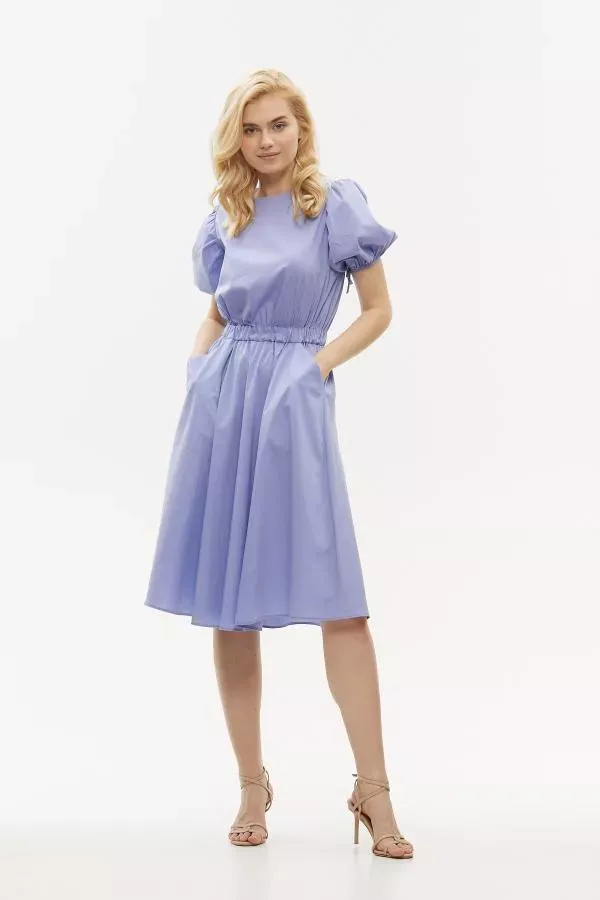 Элегантное летнее платье из хлопка лиловое YouStore