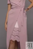 Платье миди на запах розовое YouStore