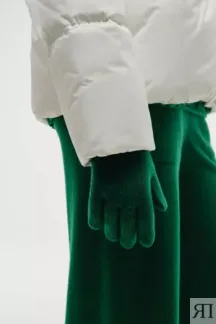 Перчатки из шерсти и кашемира зеленые YouStore