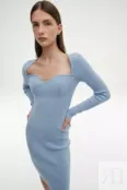 Платье-футляр в рубчик голубое YouStore