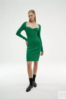 Платье-футляр в рубчик зеленое YouStore