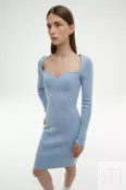 Платье-футляр в рубчик голубое YouStore
