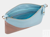 Женская кожаная сумка Хелена, голубая с коричневым