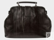 Женская кожаная сумка-саквояж Симона XL, чёрная