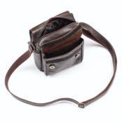 Мужская кожаная сумка через плечо Шерлок, тёмно-коричневая