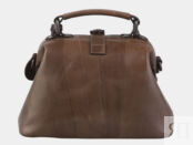 Женская кожаная сумка-саквояж Фламинго, светло-коричневая