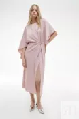 Асимметричное платье миди розовое YouStore