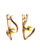 Стильные серьги «Лея» из золота и медового янтаря Amberholl
