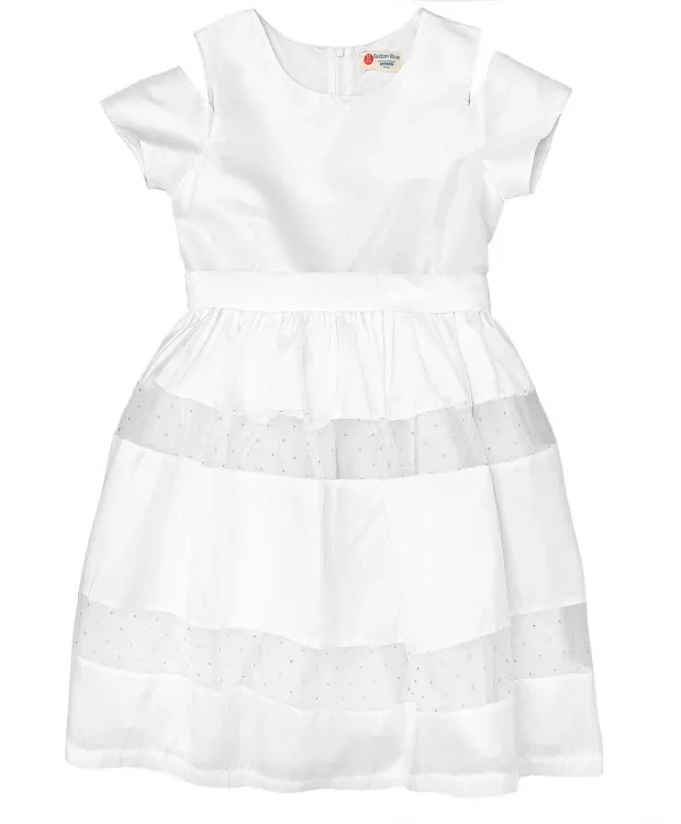 Белое нарядное платье Button Blue (104)