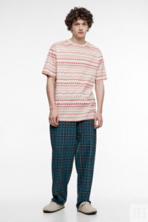 Комплект пижамный хлопковый с футболкой и брюками befree