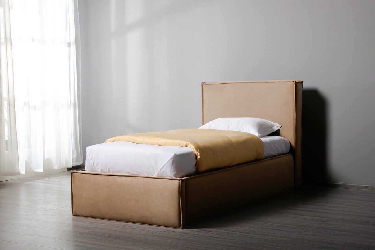 Кровать 90х200 с подъемным механизмом+емкость для белья Нью-Йорк  Капучино