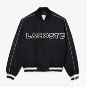 Куртка-бомбер из хлопкового твила Lacoste Unisex с вышивкой