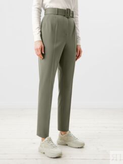 Костюмные брюки с поясом цвета хаки Pompa