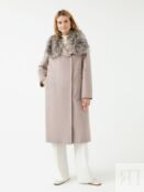 Пальто зимнее утепленное с меховым воротником пепельно-розового цвета Pompa