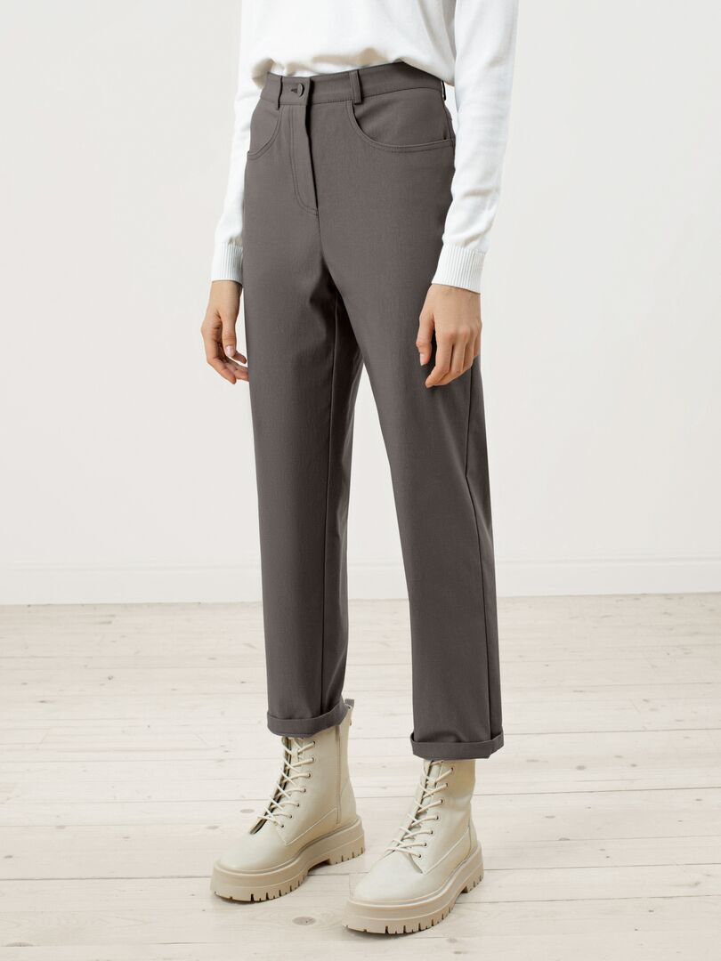 Утепленные брюки из костюмной ткани цвета мокко Pompa