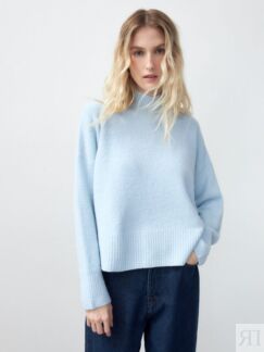 Трикотажный женский свитер голубой Pompa
